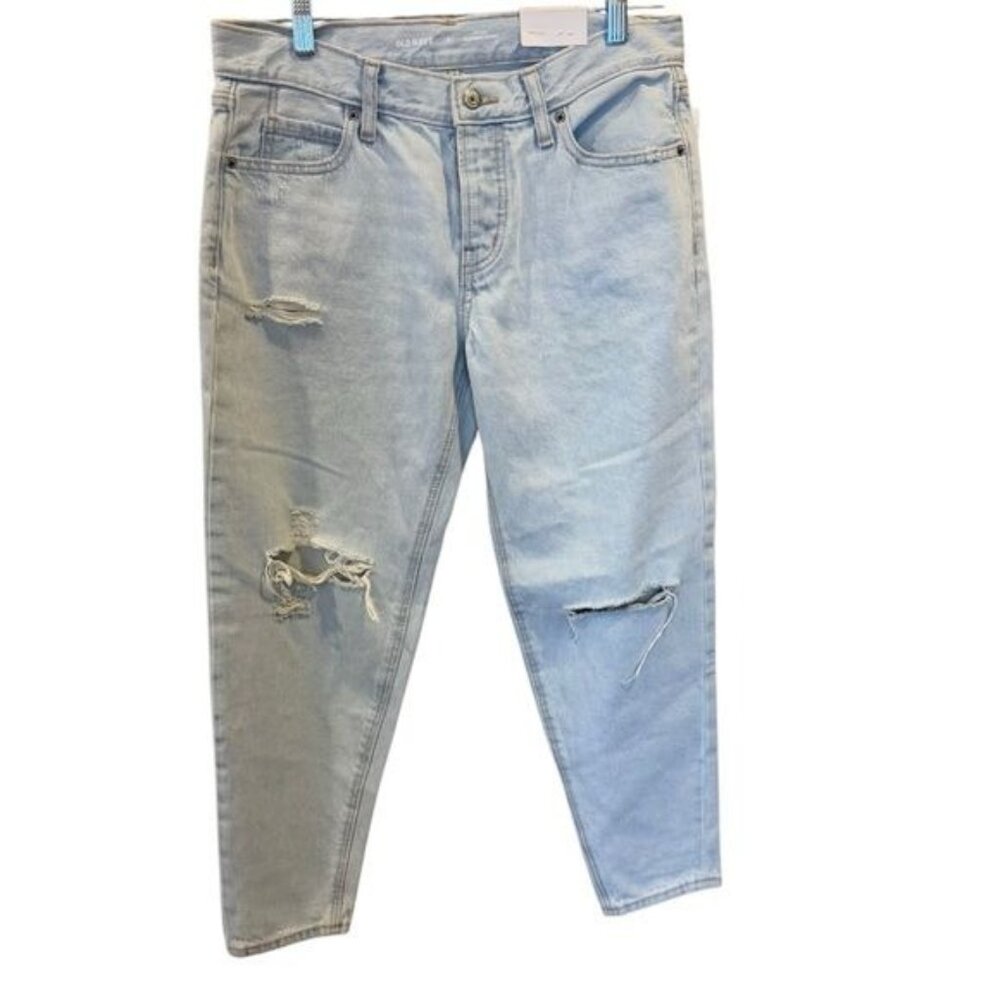 Old Navy Women’s Jeans Mid Rise Button-Fly Slouchy Taper Ripped Ankle NWT Size 2